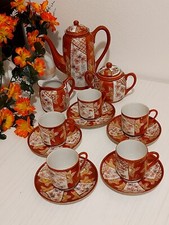 Servizio Caffè × 6 Porcellana Cinese Dipinto A Mano Con Geisha