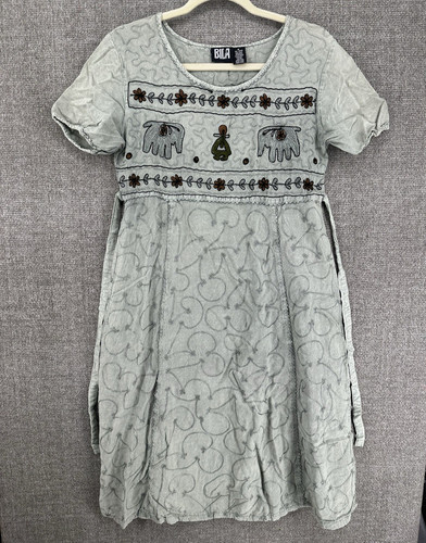 Abito bila grigio - grigio/blu, ricamato