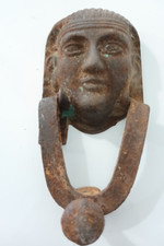 Antico Battente Porta Battiporta in Ferro Batacchio Testa Faraone Vintage