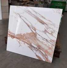 Piastrelle Porcellana Lucido Effetto Marmo Carrara Marrone Rame Dorato 27mq 59x59