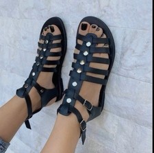 Sandali gladiatore neri donna