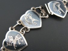 Bracciale Argento 925 Thailandia Vintage Segno Zodiacale Tula Niello Argento