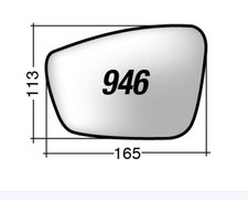 Per Skoda Fabia dal 2015 Vetro di Ricambio Dx per Specchio Retrovisore 165x113mm
