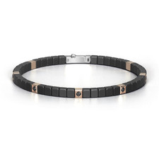 BARAKA Bracciale uomo ceramica nera Oro rosa 18 kt Diamanti neri BR35103 18 cm
