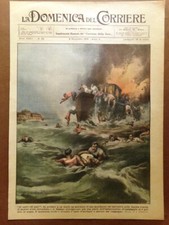 Copertina Domenica Corriere nr. 45 del 1931 Incendio di Motobarca Laguna Veneta