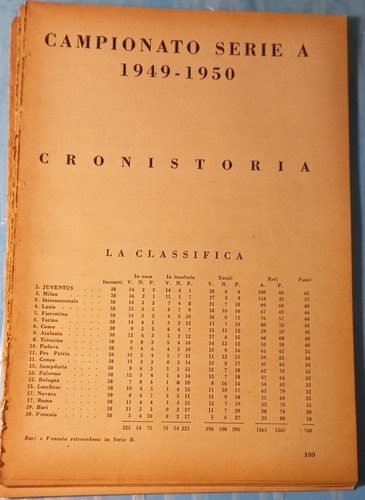 Cronistoria serie 1949 50 - cronistoria,
