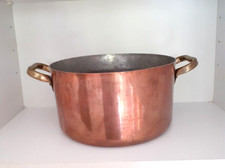 Casseruola pentola rame liscio stagnato maniglie ottone diametro 28 cm