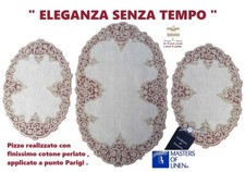 Centri lino pizzo tombolo cantù fatti a mano 3 pezzi rose e perle a rialzo