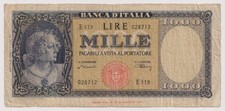 Banconote 1000 lire Italia vintage, anno 1947