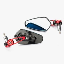 Specchietti 22mm Manubrio Moto Retrovisori Metallo Universali Ovali Rosso