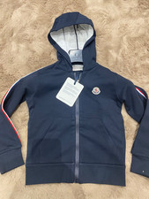 MONCLER KIDS NAVY ZIP FELPA