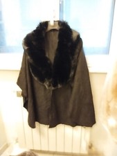 Scontato !!! Mantella Eco pelliccia Nera Grande Collo Eco Daino MAXI  XXXL