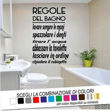 Adesivo Murale Bagno REGOLE DEL BAGNO 1 Wc Wall Sticker Tattoo