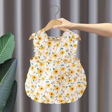 Bavaglini estivi senza maniche per bambini, vestiti reversibili a fiori, stile: