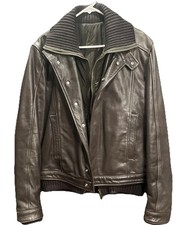 Giacca maglione collo e maniche vintage uomo Gazzarrini pelle marrone motto