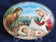 1950 Quadro Arte Sacra Famiglia Cristo Capoletto Cornice Gesù Stampa Foto 
