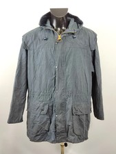 RARO Barbour Durham blu unlined con cappuccio C42/107 cm Navy Hooded waxed Du...