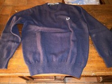 FRED PERRY,MAGLIONE GIROCOLLO BLU,LANA,TAGLIA M