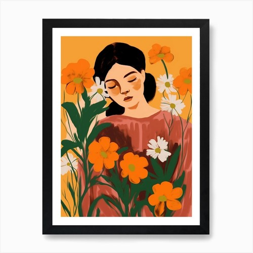 Quadro donna con fiori