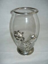 Anfora portavaso portafiori in vetro e peltro con rose lavorazione artigianale