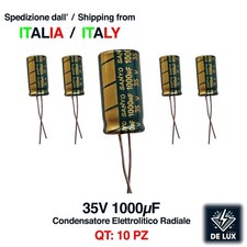10 PZ PEZZI CONDENSATORI ELETTROLITICI 35V 1000uF 105° BASSA IMPEDENZA ESR