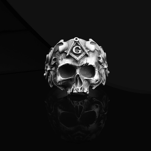 Anello con sigillo - , teschio