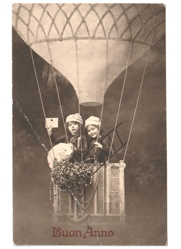 1915 buon anno bambini maiale - buon,