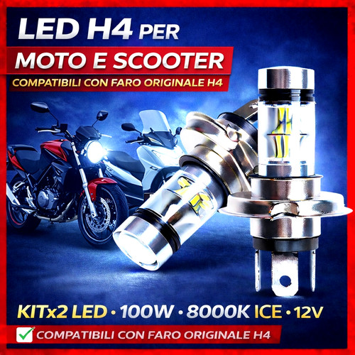 Coppia lampadine led 100w - coppia, h4