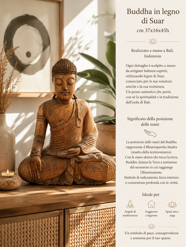 Statua buddha legno suar - buddha,