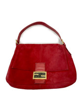 Borsa a mano FENDI Mamma Bucket in camoscio rosso 28 cm usata
