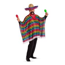 Poncho Messicano Siesta Sombrero Paglia Carnevale Halloween Sudamerica Teatro