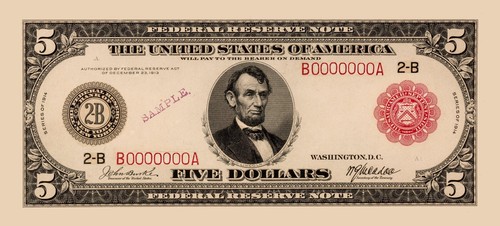 5 dollari 1914 specimen - 5,