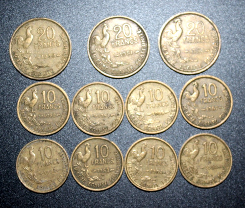 Lotto monete franchi - monete, 10