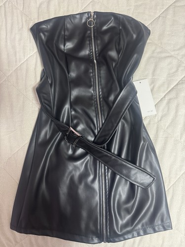 Minidress ecopelle nera - minidress, con