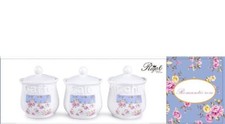 Set Tris Barattoli da Cucina Sale Zucchero Caffè in Ceramica Romantic Rose