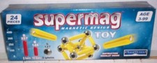 SUPERMAG 24 PEZZI MAGNETICI MAGNETI PLASTWOOD SFERE CON SCATOLA VINTAGE