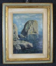 DIPINTO OLIO ''FARAGLIONI'' CAPRI  INIZIO XX SEC. ANTICO FIRMATO CM 41 X 50 H.