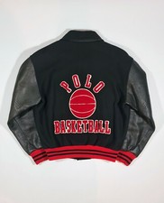 Polo Ralph Lauren Basketball Varsity Jacket Leather Vintage Rare College Stadium