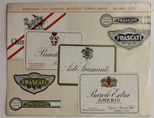 vintage pubblicità ETICHETTE anteguerra VINO BAROLO AMERIO ASTI FRASCATI 20s