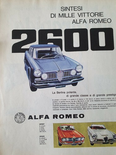 Alfa romeo 2600 pubblicita - , -pubblicita'