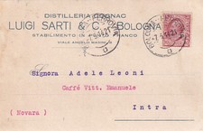C15181-REGNO, EMILIA ROMAGNA, BOLOGNA LUIGI SARTI "DISTILLERIA COGNAC", X INTRA
