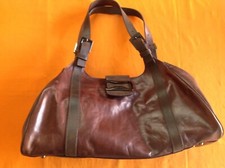 VINTAGE BORSA DONNA USATA ORIGINALE NERO GIARDINI IN PELLE MADE IN ITALY 