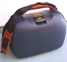SAMSONITE , beauty case/ borsa da viaggio, rigida, colore blu, inserti in pelle.