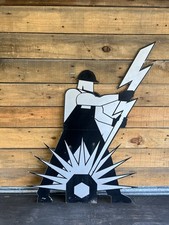 Vecchia Insegna Commerciale Metallo Unione Elettricisti MCM Industriale Pubblicità Insegne Espositore