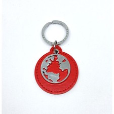 Portachiavi similpelle ROSSO con MAPPAMONDO bomboniera LAUREA 15H8