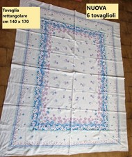 NUOVA mai usata tovaglia in puro cotone e 6 tovaglioli cm 140 x 70