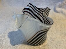 Murano Dino Martens Aureliano Toso Mezza Filigrana Fasce Bianco Nero Fazzoletto