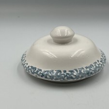 Blue Spongeware CROCK Sugar