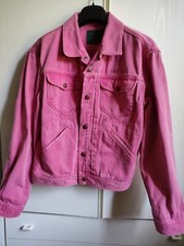Giubbino Vintage Jeans Da  Donna Rosa Fucsia. Taglia L.