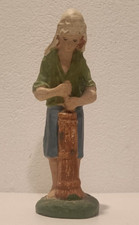 VECCHIO PASTORE per il PRESEPE in GESSO - CONTADINA CON ZANGOLA, BURRO - VINTAGE